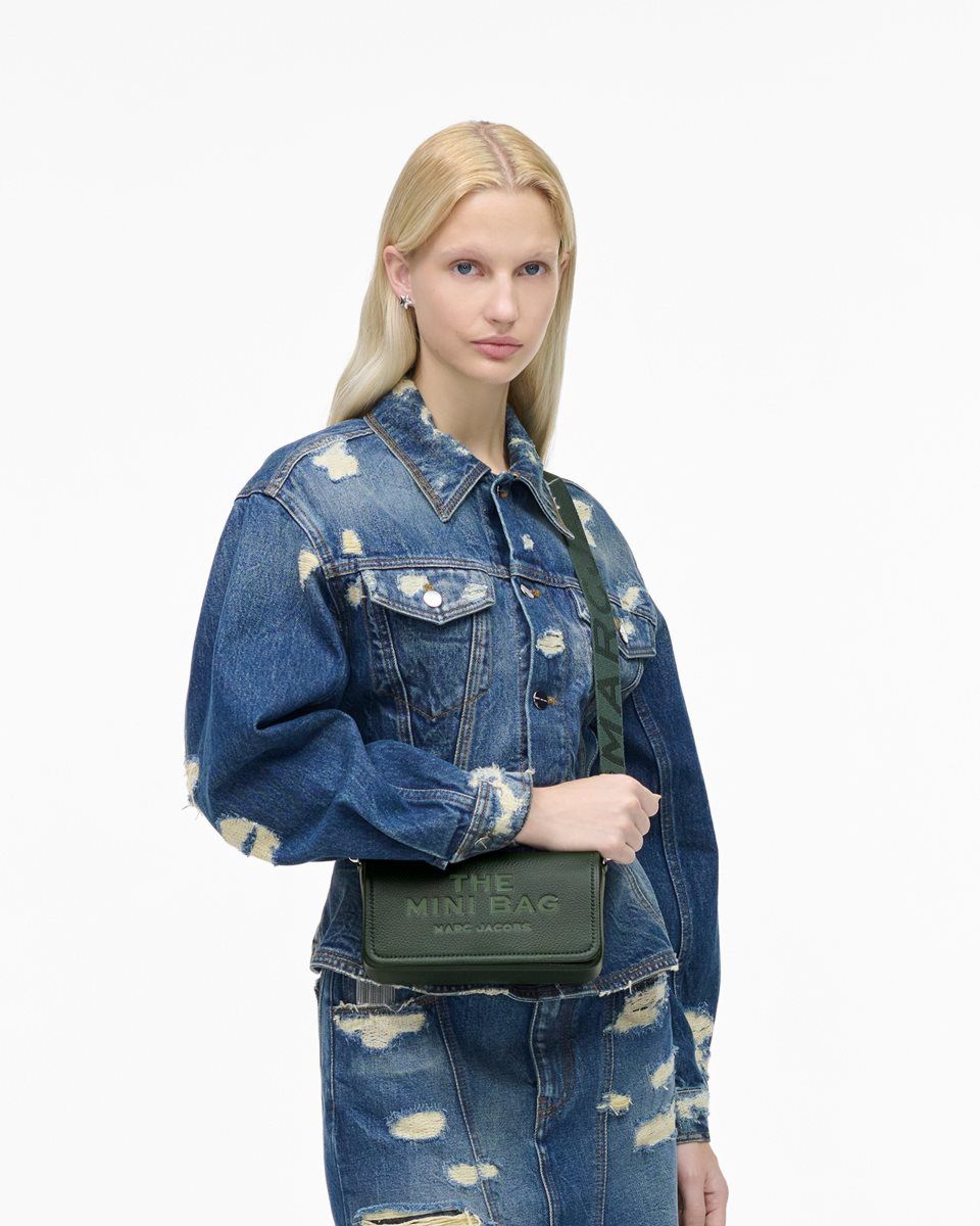 Sac Bandoulière Marc Jacobs The Leather Mini Bag Femme Vert Foncé | 918AXNIUW