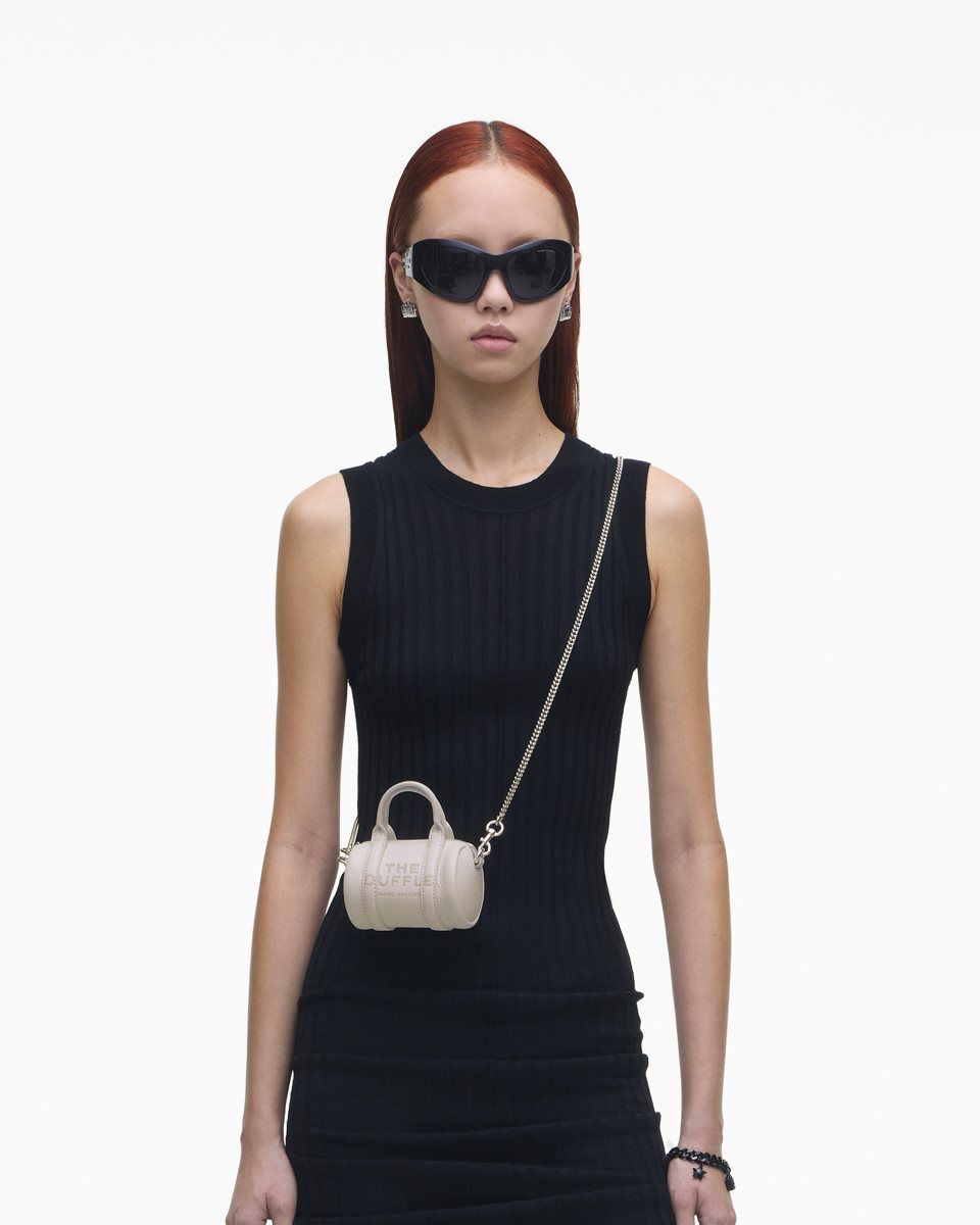 Sac Bandoulière Marc Jacobs The Leather Nano Duffle Crossbody Femme Argent | 302ZPJYMK