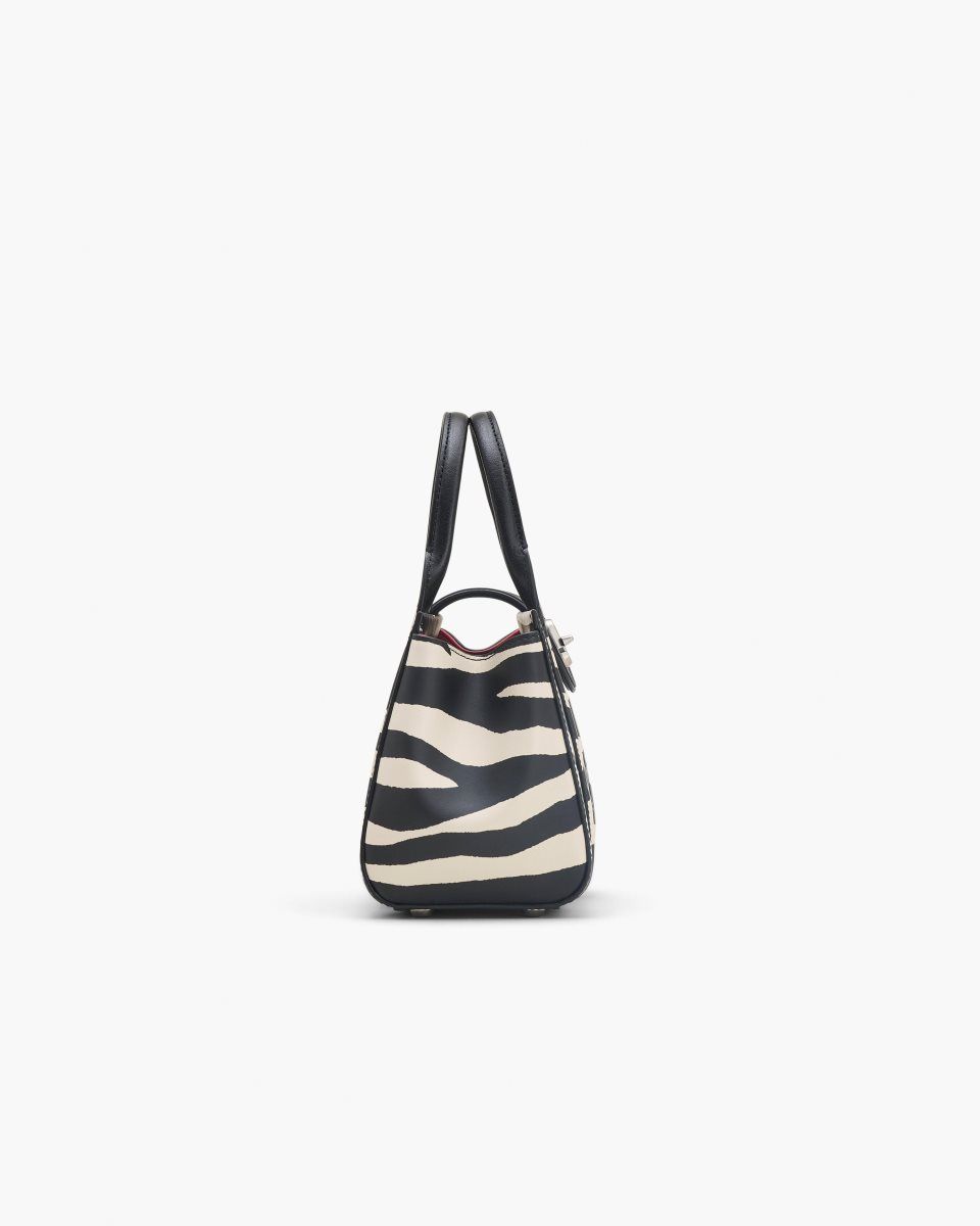 Sac Bandoulière Marc Jacobs The Zebra Turnlock Crossbody Tote Bag Femme Noir Blanche | 680DCMUQK