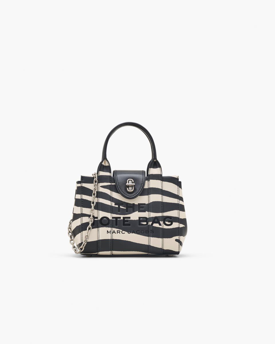 Sac Bandoulière Marc Jacobs The Zebra Turnlock Crossbody Tote Bag Femme Noir Blanche | 680DCMUQK
