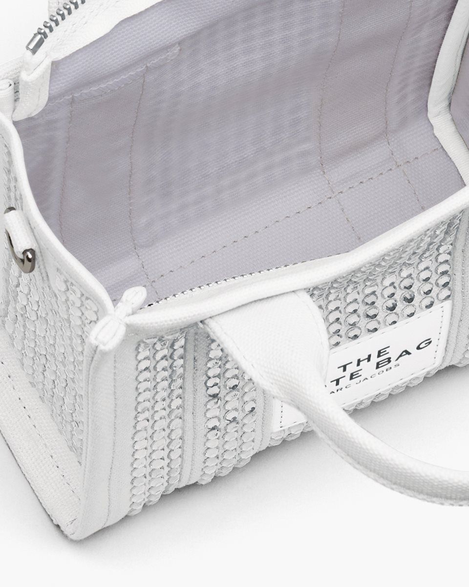 Sac Mini Marc Jacobs The Crystal Canvas Crossbody Tote Bag Femme Blanche | 396WHXYNU