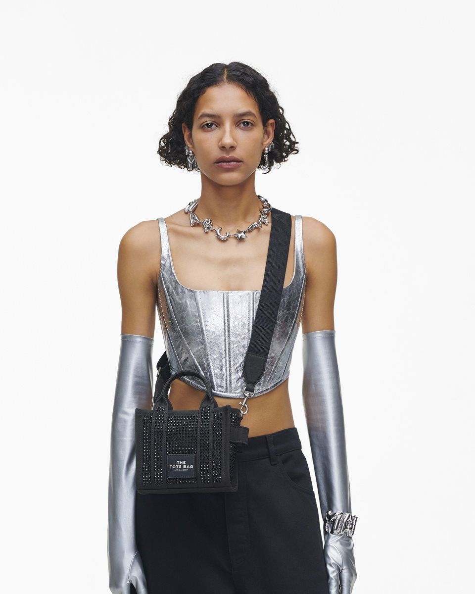 Sac Mini Marc Jacobs The Crystal Canvas Crossbody Tote Bag Femme Noir | 890ZOWTSH