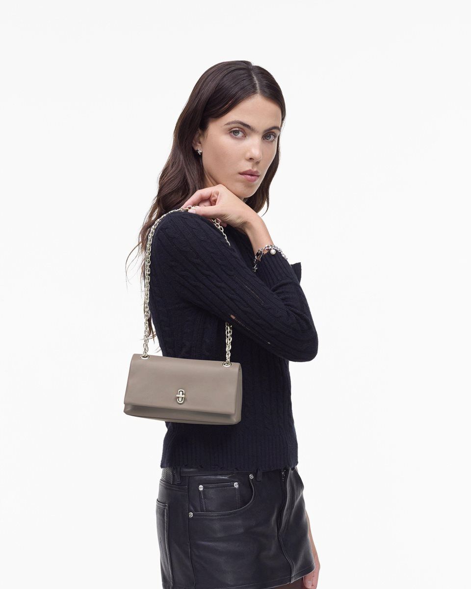 Sac Mini Marc Jacobs The Dual Chain Wallet Femme Cement | 941BIGLVJ