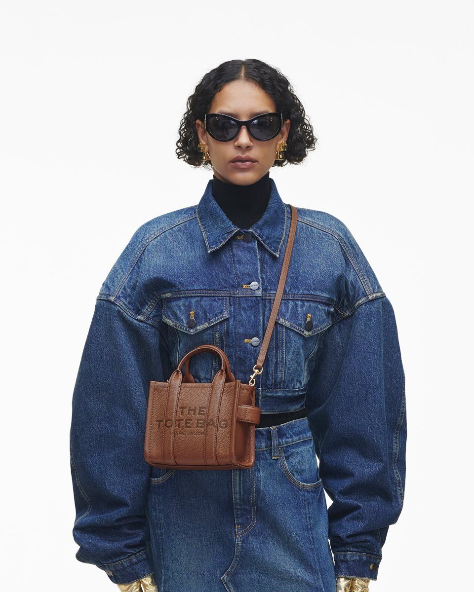 Sac Mini Marc Jacobs The Leather Crossbody Tote Bag Femme Argan Oil | 386YMZCWO