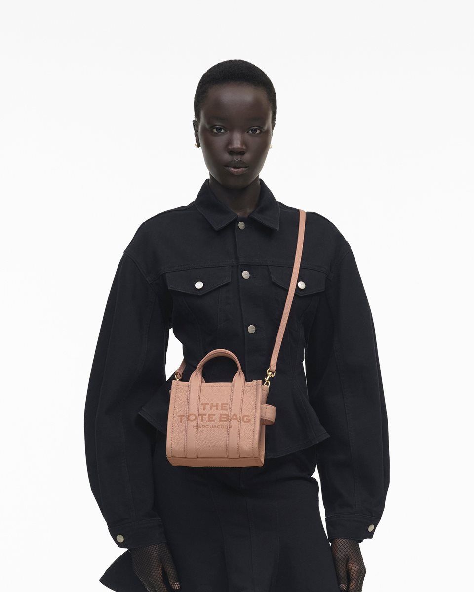Sac Mini Marc Jacobs The Leather Crossbody Tote Bag Femme Rose | 745BAOCEN
