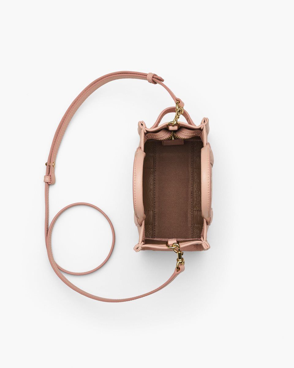 Sac Mini Marc Jacobs The Leather Crossbody Tote Bag Femme Rose | 745BAOCEN