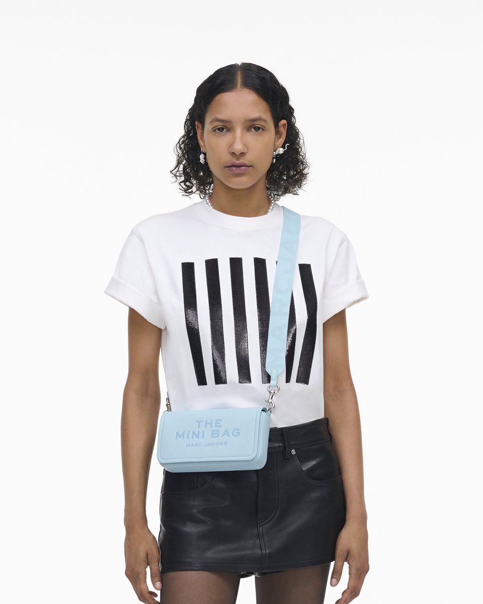 Sac Mini Marc Jacobs The Leather Mini Bag Femme Bleu | 071GOVLIN