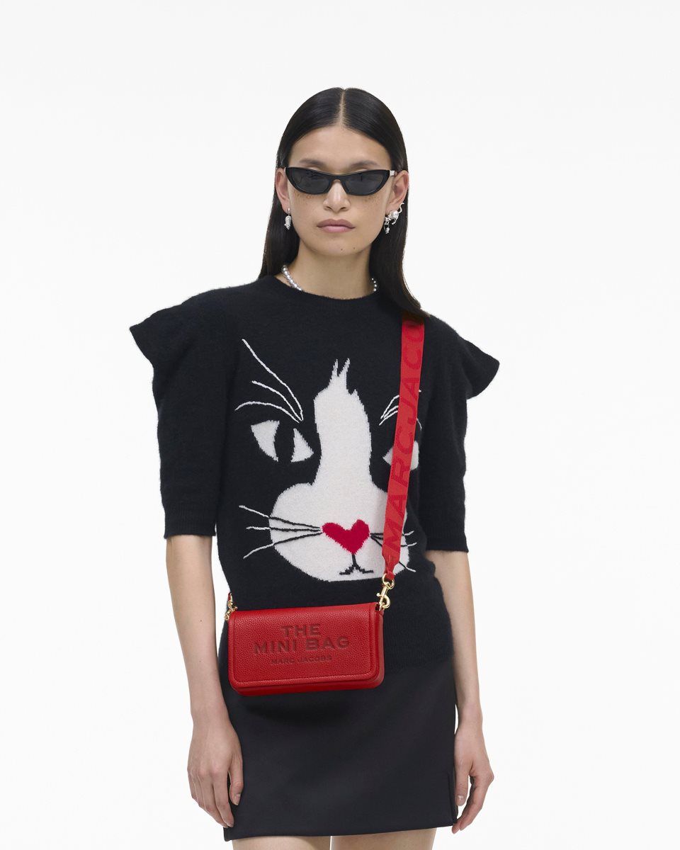 Sac Mini Marc Jacobs The Leather Mini Bag Femme Rouge | 692WGRYUS