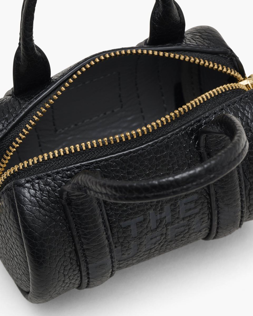 Sac Mini Marc Jacobs The Leather Nano Duffle Crossbody Femme Noir | 386RBOAZY