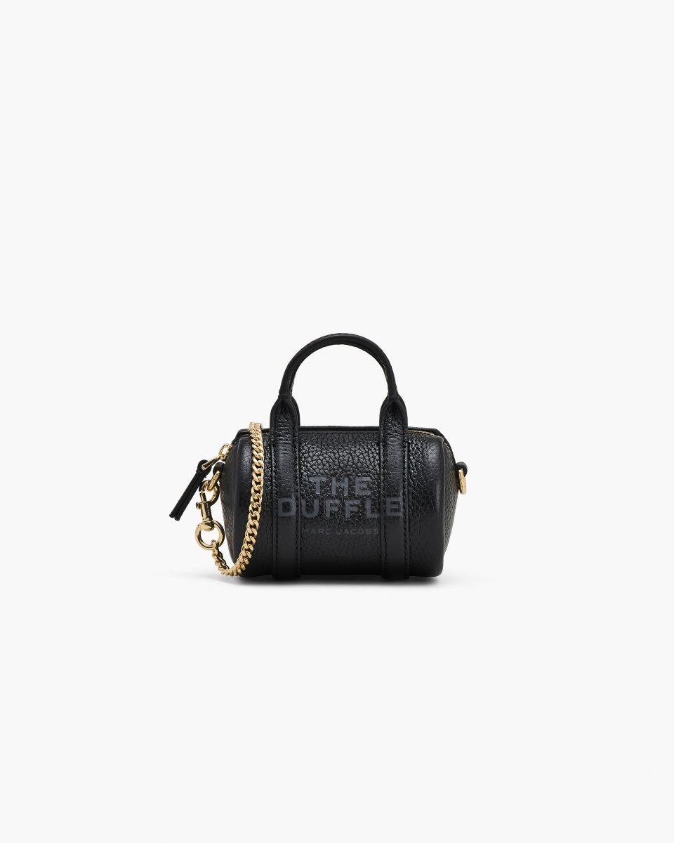 Sac Mini Marc Jacobs The Leather Nano Duffle Crossbody Femme Noir | 386RBOAZY