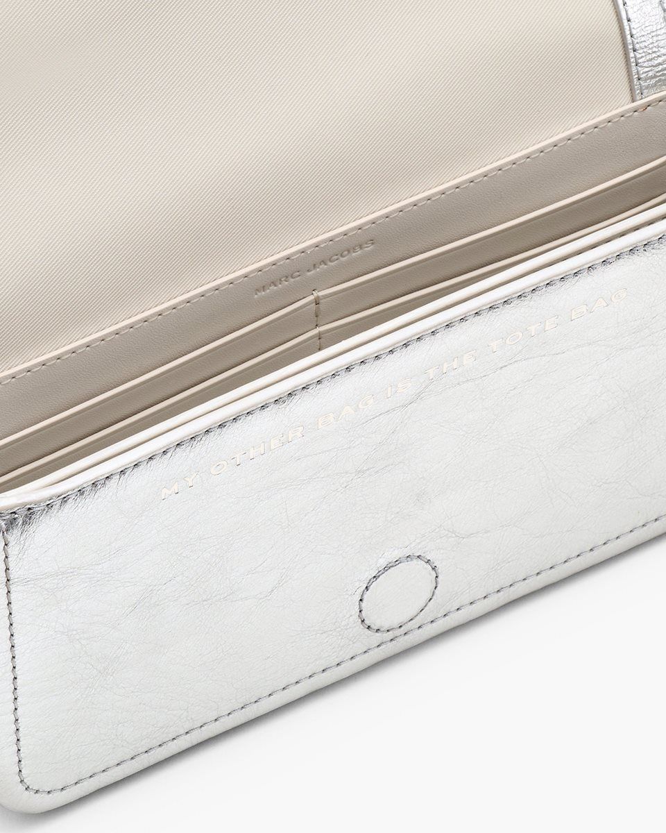 Sac Mini Marc Jacobs The Metallic Leather Chain Mini Bag Femme Argent | 532ZPMCKE
