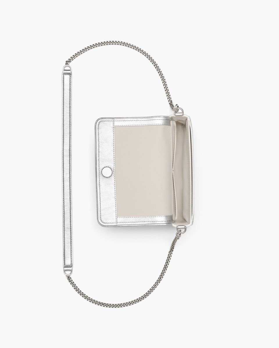 Sac Mini Marc Jacobs The Metallic Leather Chain Mini Bag Femme Argent | 532ZPMCKE