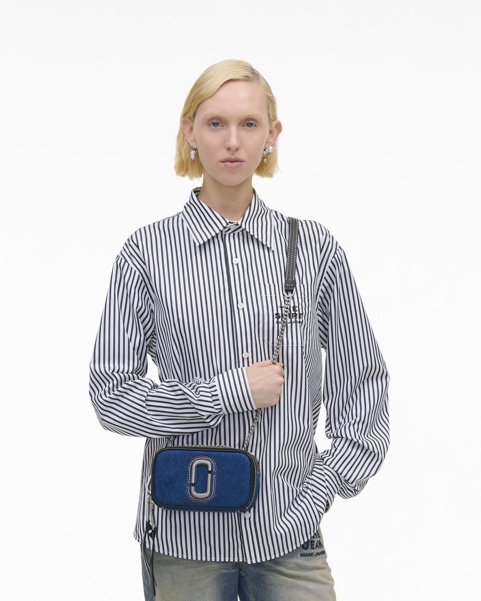 Sac Snapshot Marc Jacobs The Denim Chain Snapshot Femme Lavage Foncé | 159SVTDPA