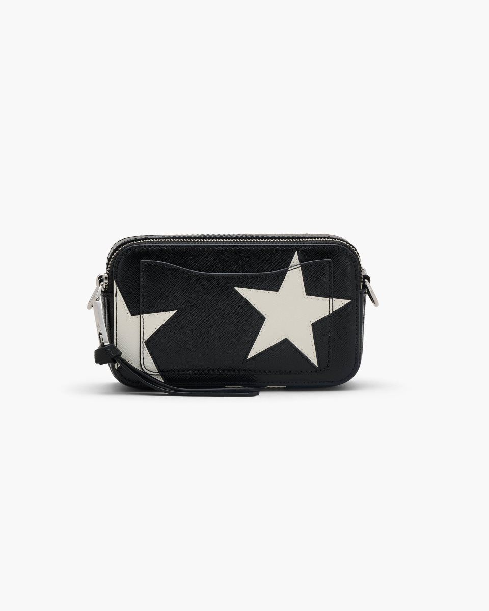 Sac Snapshot Marc Jacobs The Star Patchwork Leather Snapshot Femme Noir Blanche | 297CSOLTG