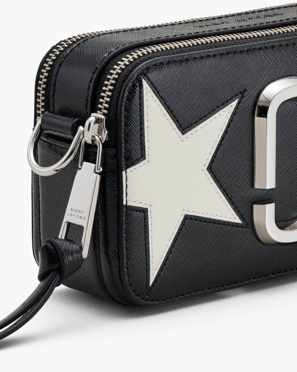 Sac Snapshot Marc Jacobs The Star Patchwork Leather Snapshot Femme Noir Blanche | 297CSOLTG