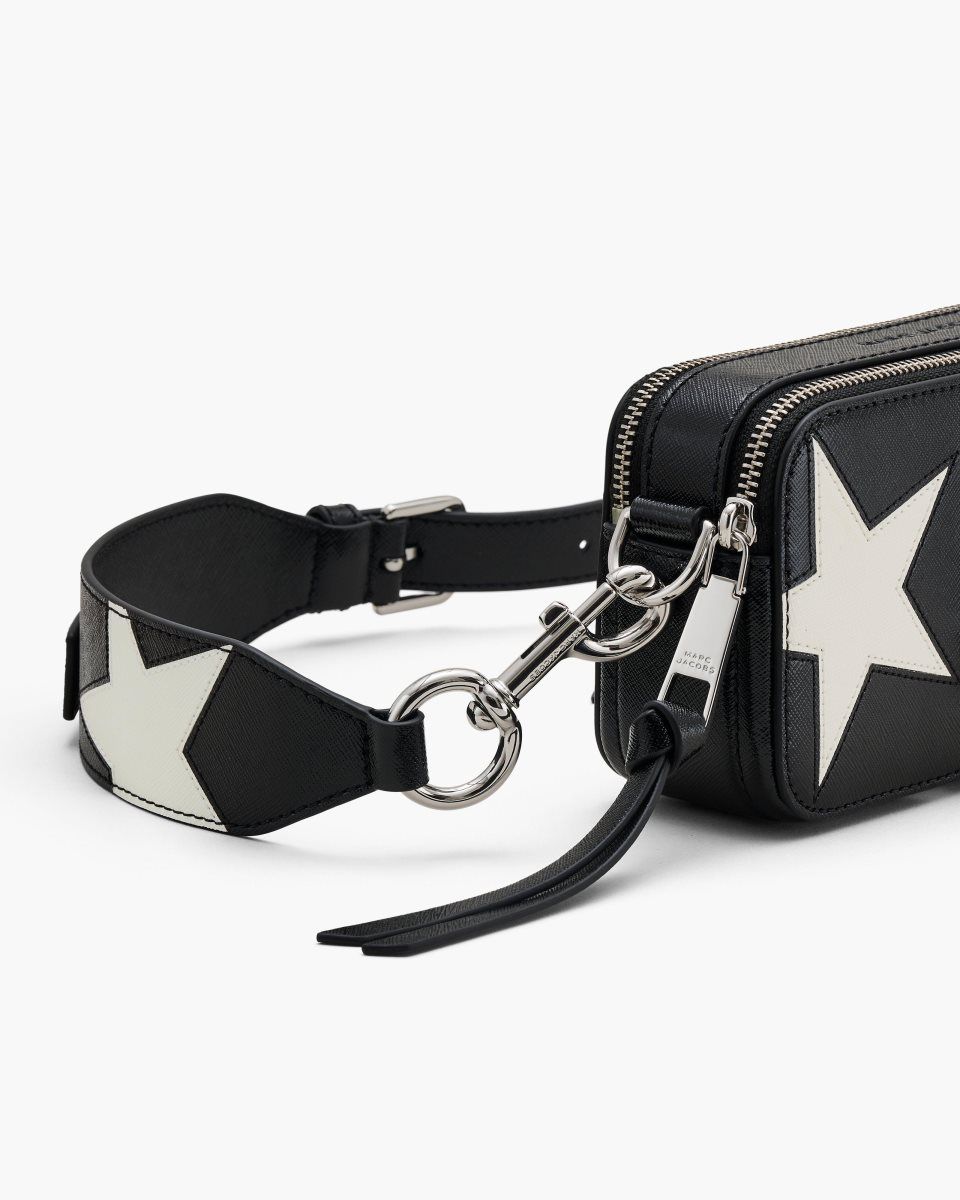 Sac Snapshot Marc Jacobs The Star Patchwork Leather Snapshot Femme Noir Blanche | 297CSOLTG