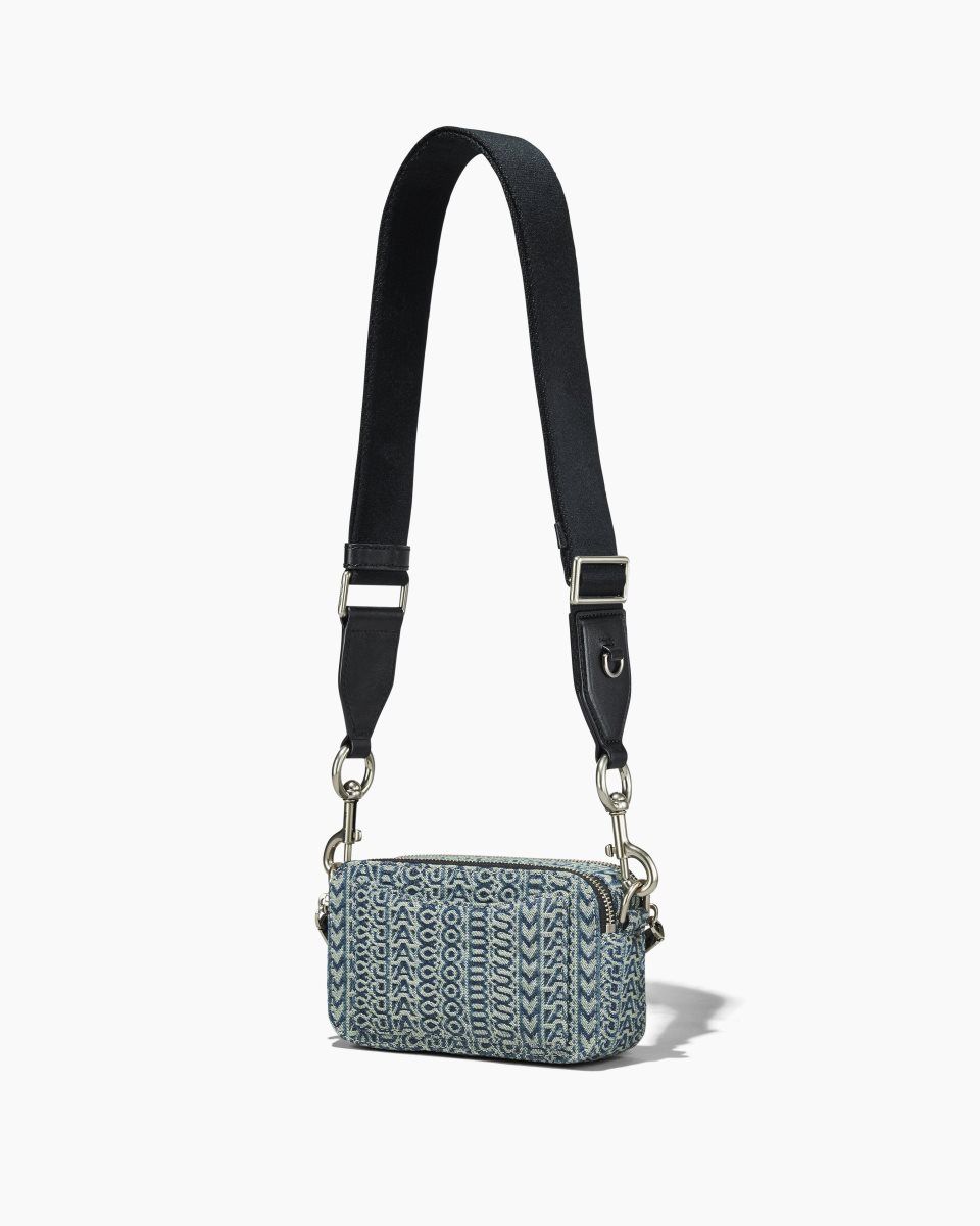 Sac Snapshot Marc Jacobs The Washed Monogram Denim Snapshot Femme Orange Bleu | 561RATCFO