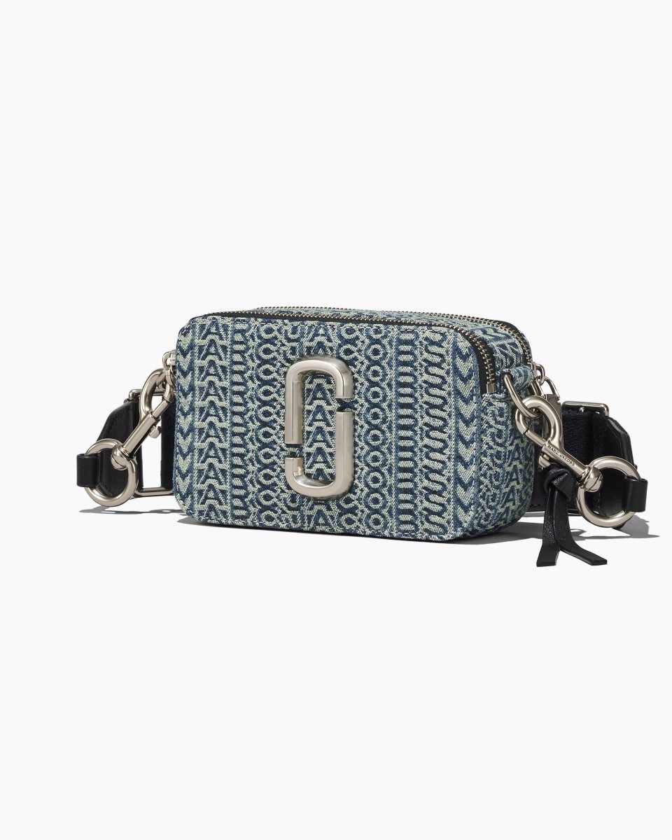 Sac Snapshot Marc Jacobs The Washed Monogram Denim Snapshot Femme Orange Bleu | 561RATCFO