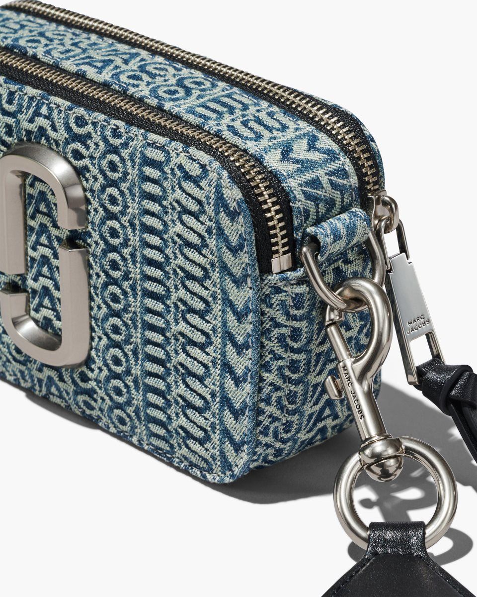 Sac Snapshot Marc Jacobs The Washed Monogram Denim Snapshot Femme Orange Bleu | 561RATCFO