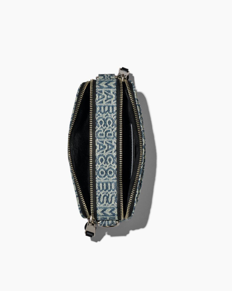 Sac Snapshot Marc Jacobs The Washed Monogram Denim Snapshot Femme Orange Bleu | 561RATCFO