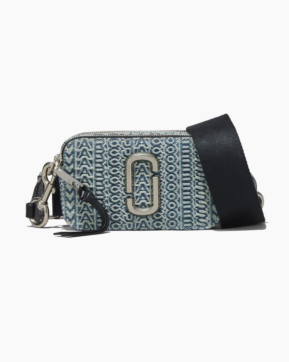 Sac Snapshot Marc Jacobs The Washed Monogram Denim Snapshot Femme Orange Bleu | 561RATCFO