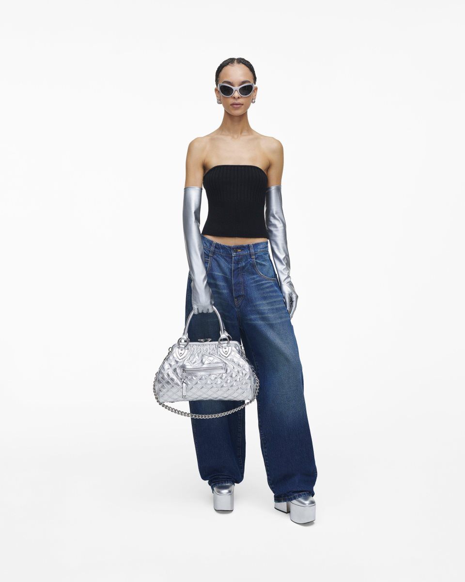 Sac a Main Marc Jacobs Re-Edition Quilted Metallic Leather Stam Bag Femme Argent | 310NEHOSC