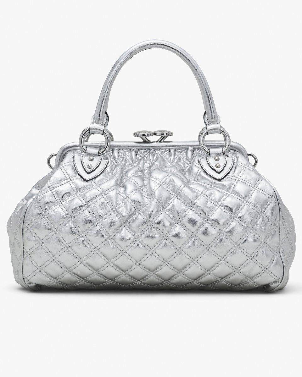 Sac a Main Marc Jacobs Re-Edition Quilted Metallic Leather Stam Bag Femme Argent | 310NEHOSC
