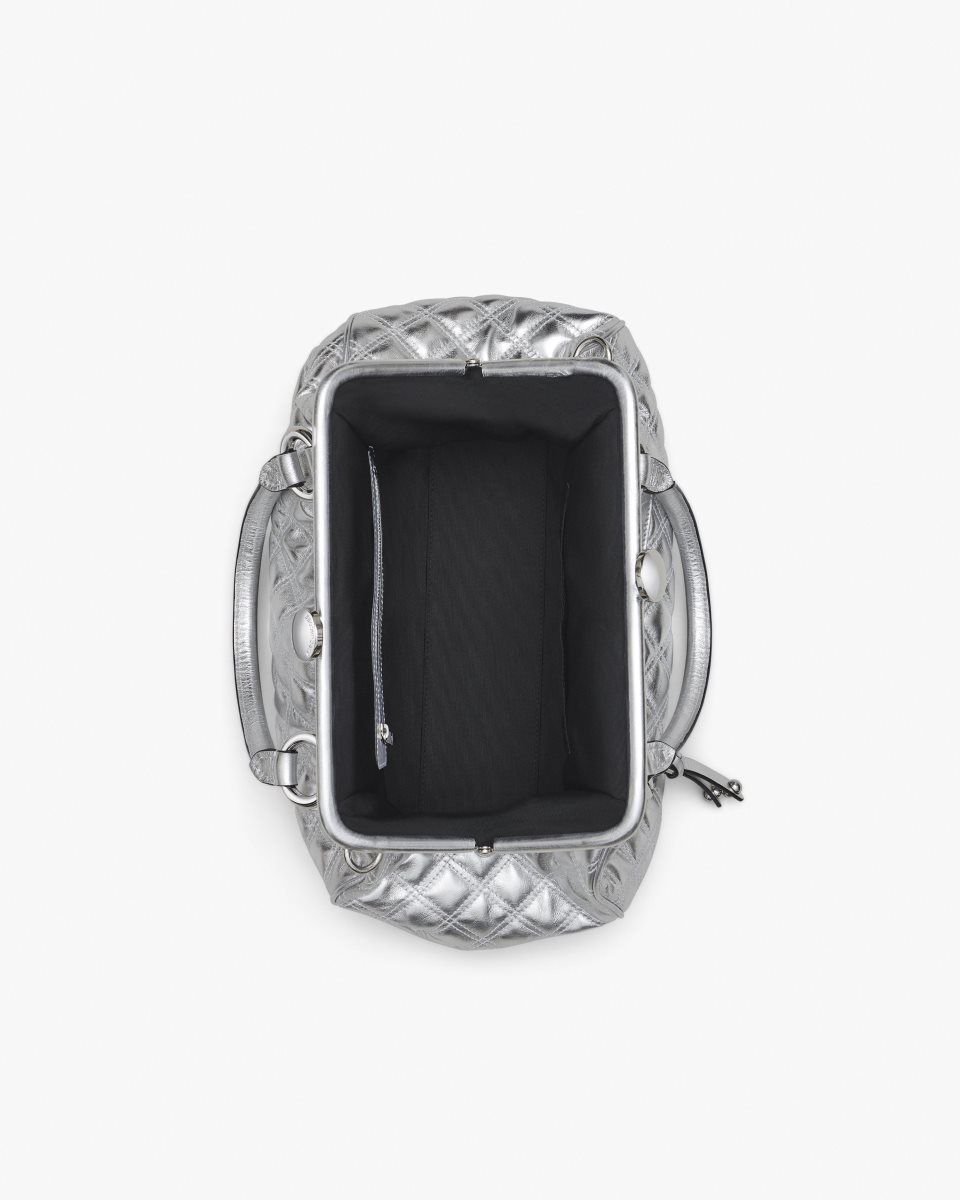 Sac a Main Marc Jacobs Re-Edition Quilted Metallic Leather Stam Bag Femme Argent | 310NEHOSC