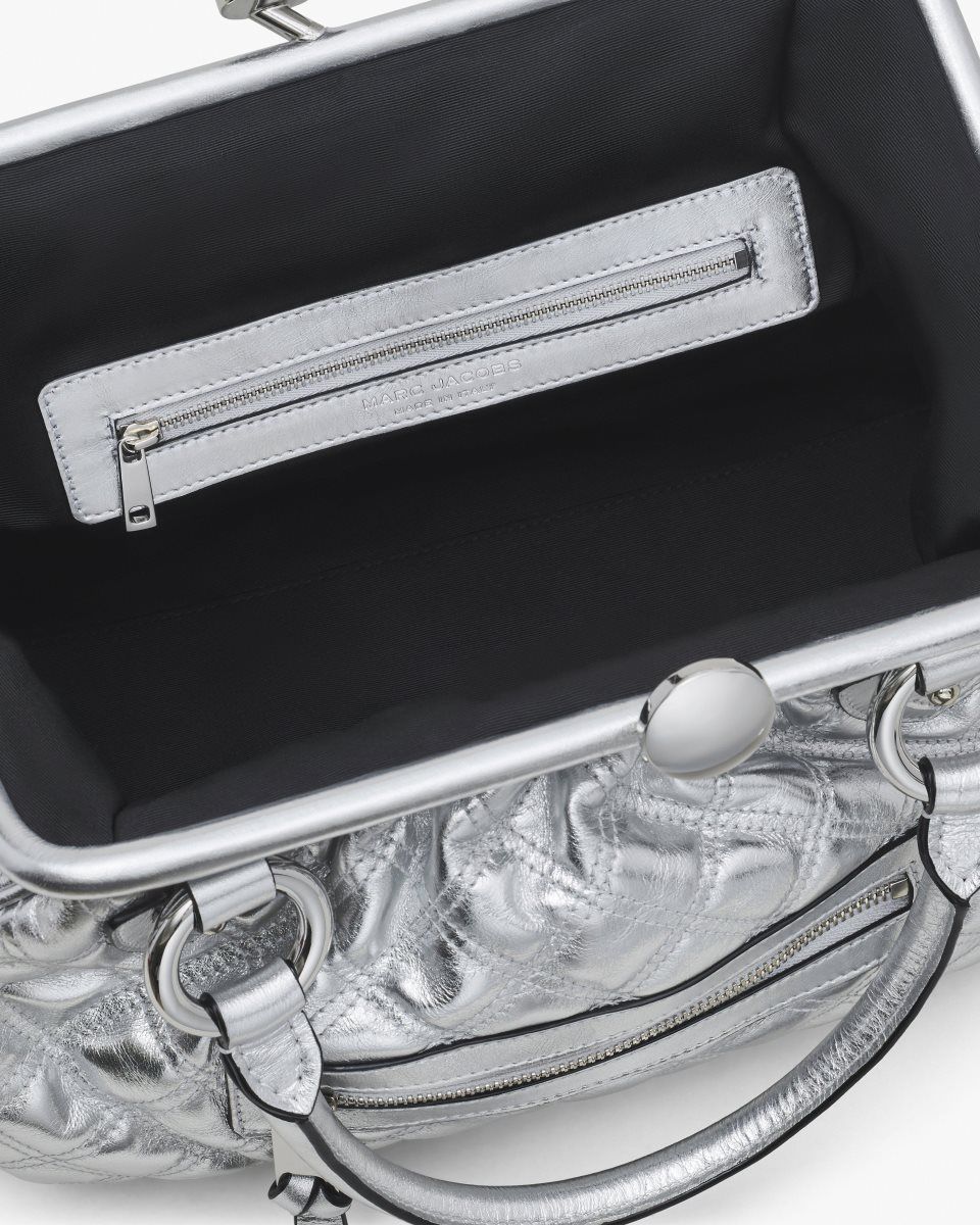 Sac a Main Marc Jacobs Re-Edition Quilted Metallic Leather Stam Bag Femme Argent | 310NEHOSC