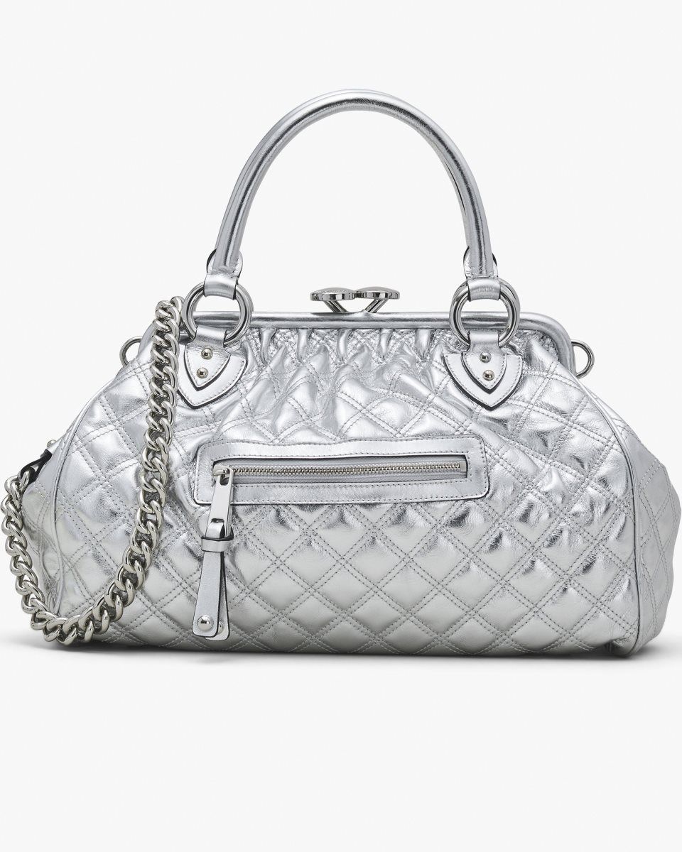Sac a Main Marc Jacobs Re-Edition Quilted Metallic Leather Stam Bag Femme Argent | 310NEHOSC