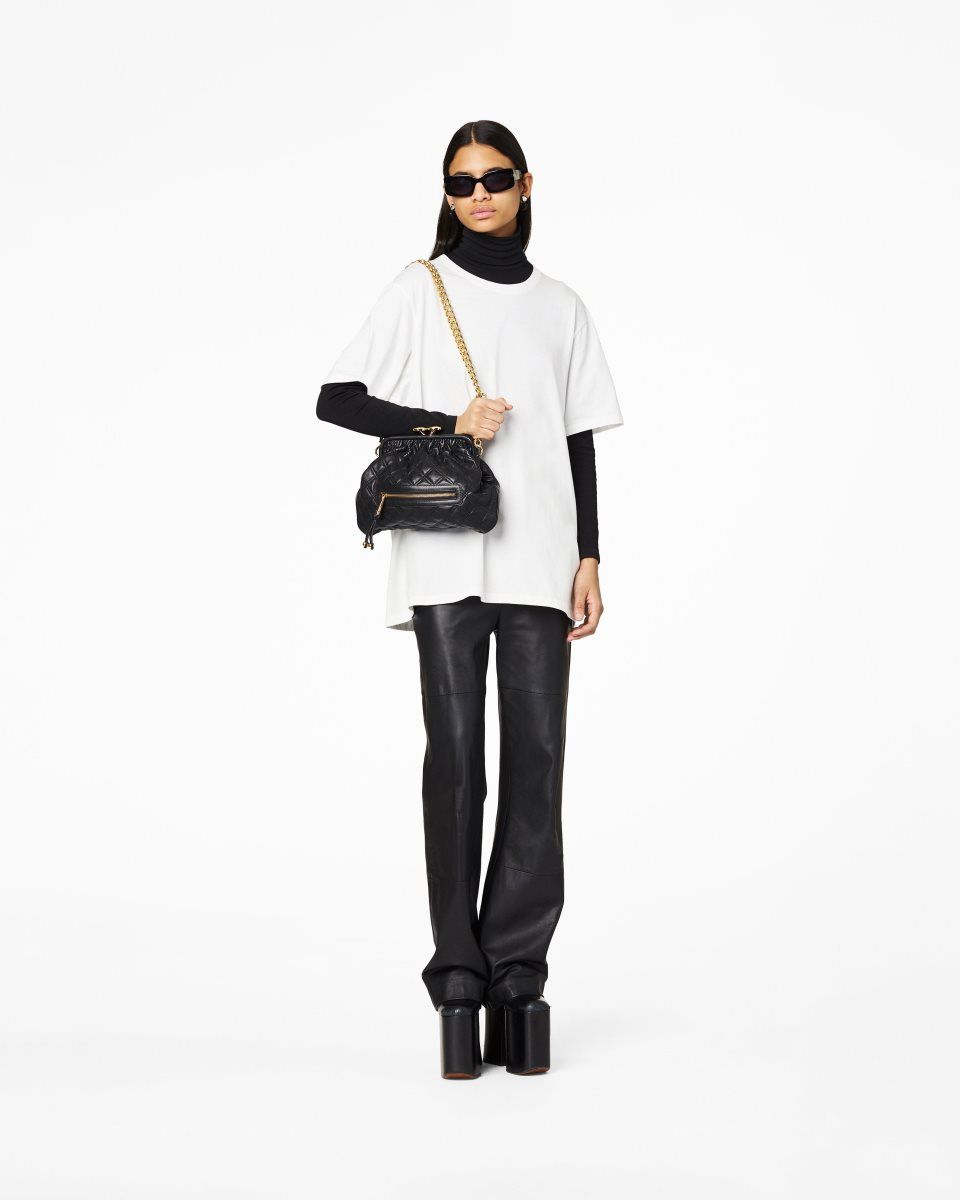 Sac a Main Marc Jacobs Re-Edition Quilted Leather Little Stam Bag Femme Noir | 351WZRNVF