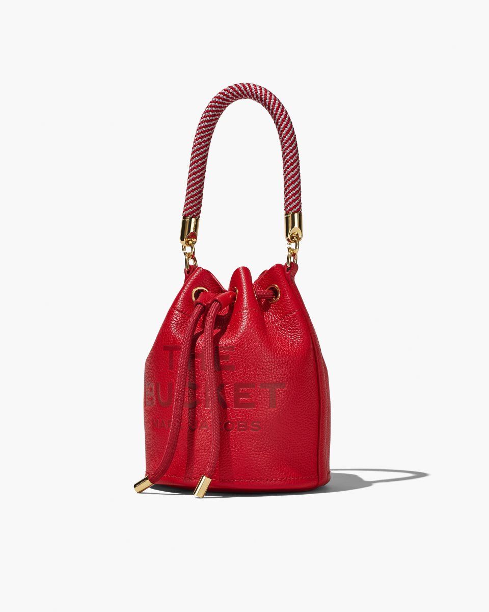 Sacs Seau Marc Jacobs The Leather Bucket Bag Femme Rouge | 271OFDWNM
