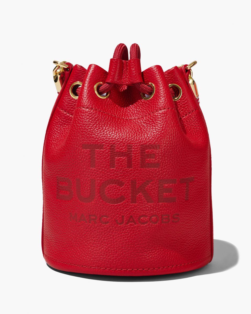 Sacs Seau Marc Jacobs The Leather Bucket Bag Femme Rouge | 271OFDWNM