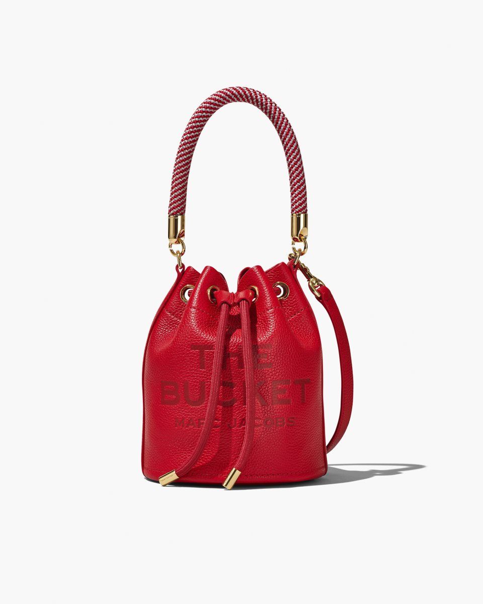 Sacs Seau Marc Jacobs The Leather Bucket Bag Femme Rouge | 271OFDWNM