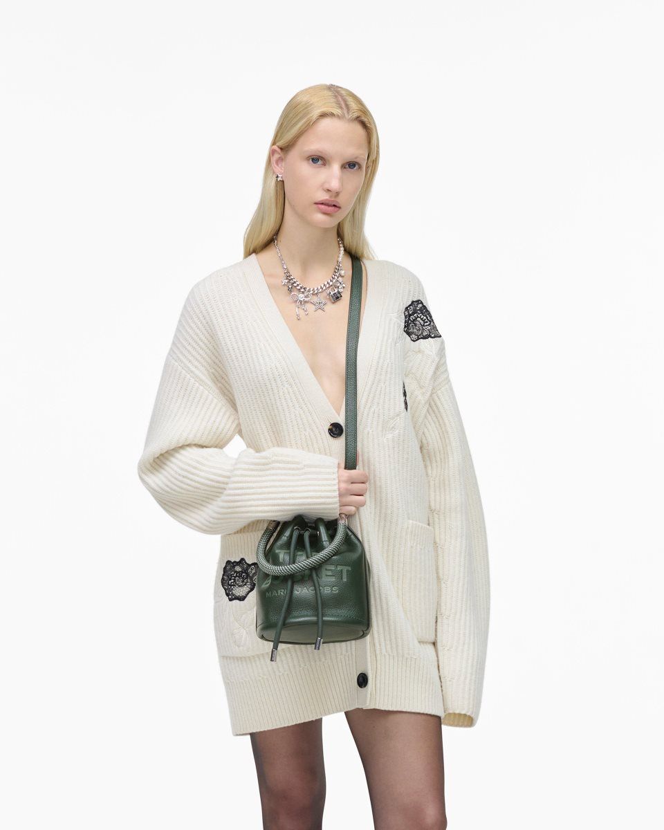 Sacs Seau Marc Jacobs The Leather Bucket Bag Femme Vert Foncé | 584MYJXZD