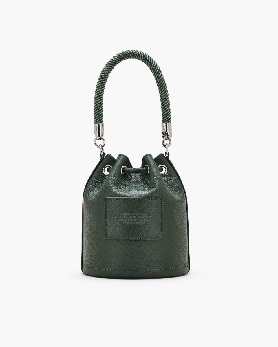 Sacs Seau Marc Jacobs The Leather Bucket Bag Femme Vert Foncé | 584MYJXZD