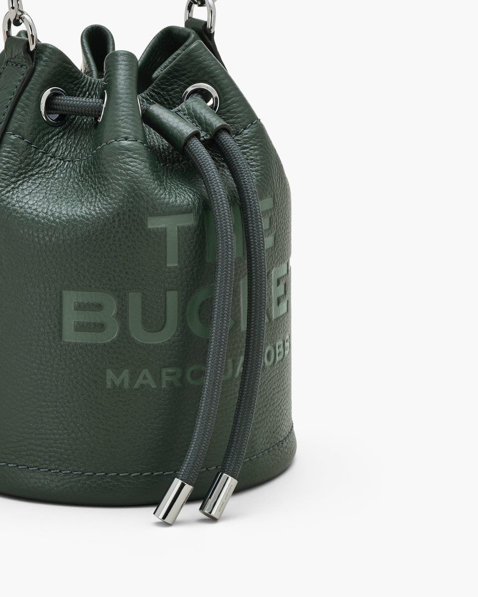 Sacs Seau Marc Jacobs The Leather Bucket Bag Femme Vert Foncé | 584MYJXZD