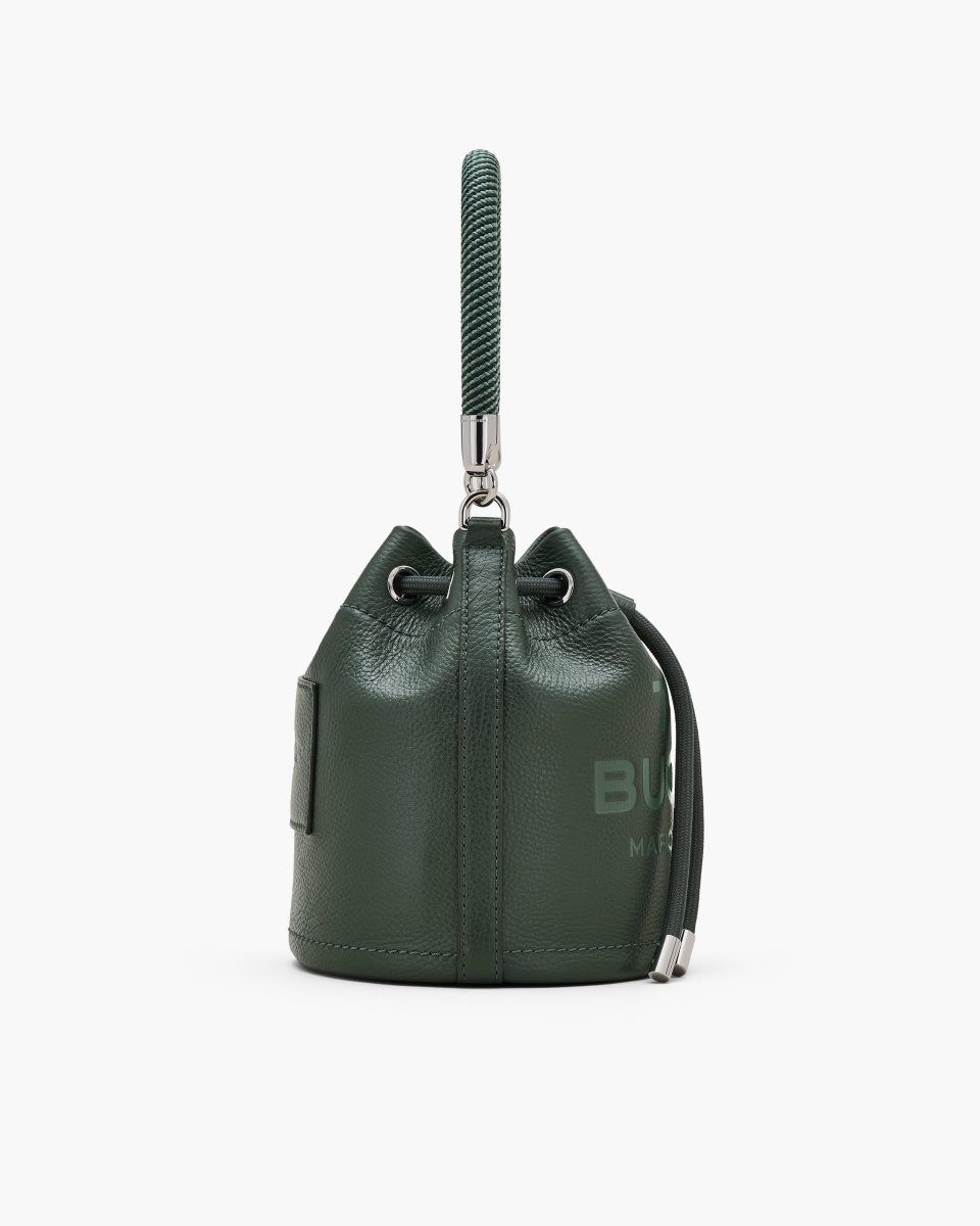 Sacs Seau Marc Jacobs The Leather Bucket Bag Femme Vert Foncé | 584MYJXZD