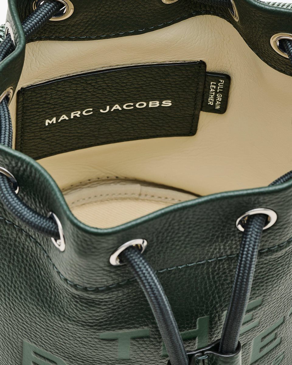 Sacs Seau Marc Jacobs The Leather Bucket Bag Femme Vert Foncé | 584MYJXZD