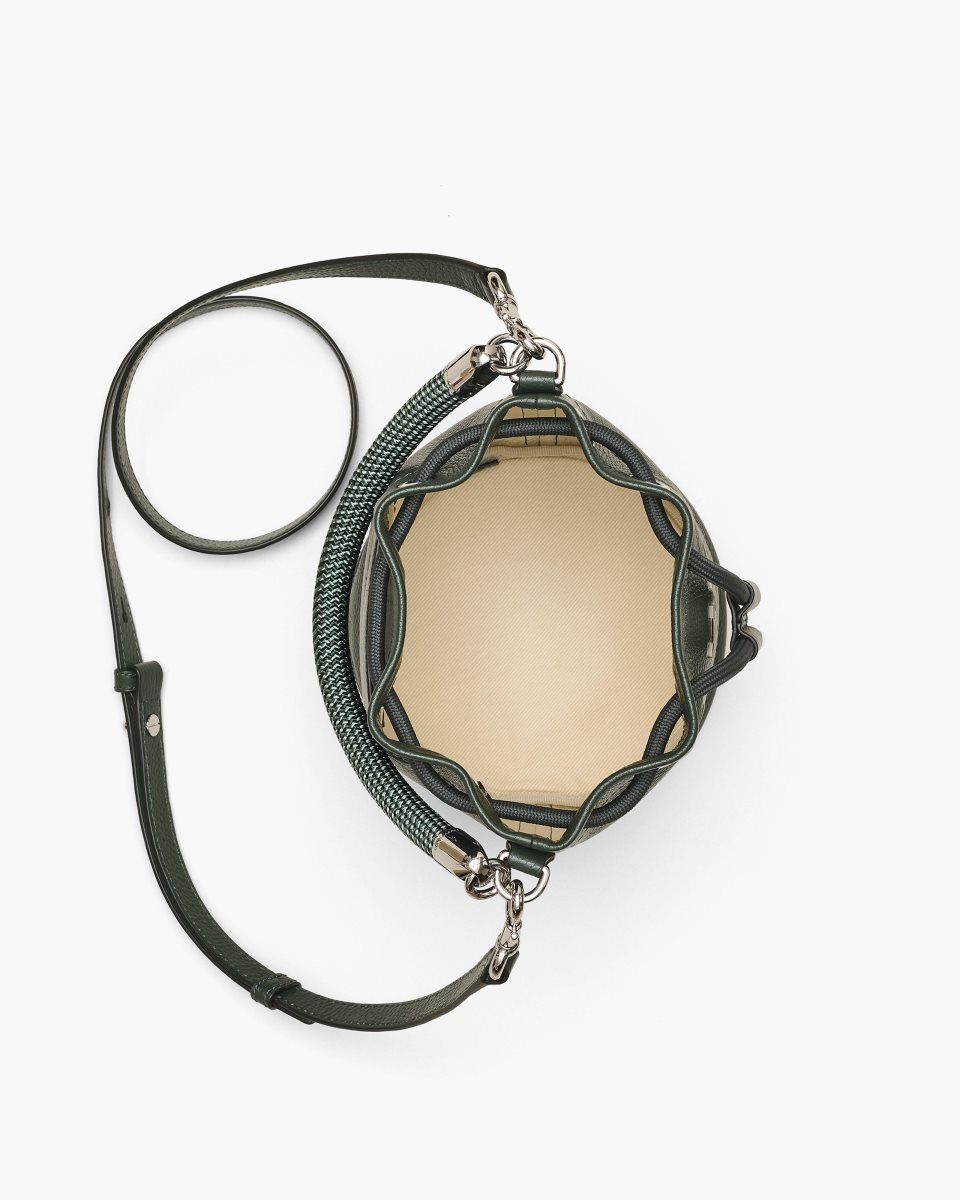 Sacs Seau Marc Jacobs The Leather Bucket Bag Femme Vert Foncé | 584MYJXZD