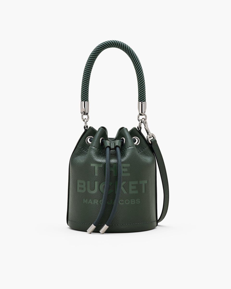 Sacs Seau Marc Jacobs The Leather Bucket Bag Femme Vert Foncé | 584MYJXZD