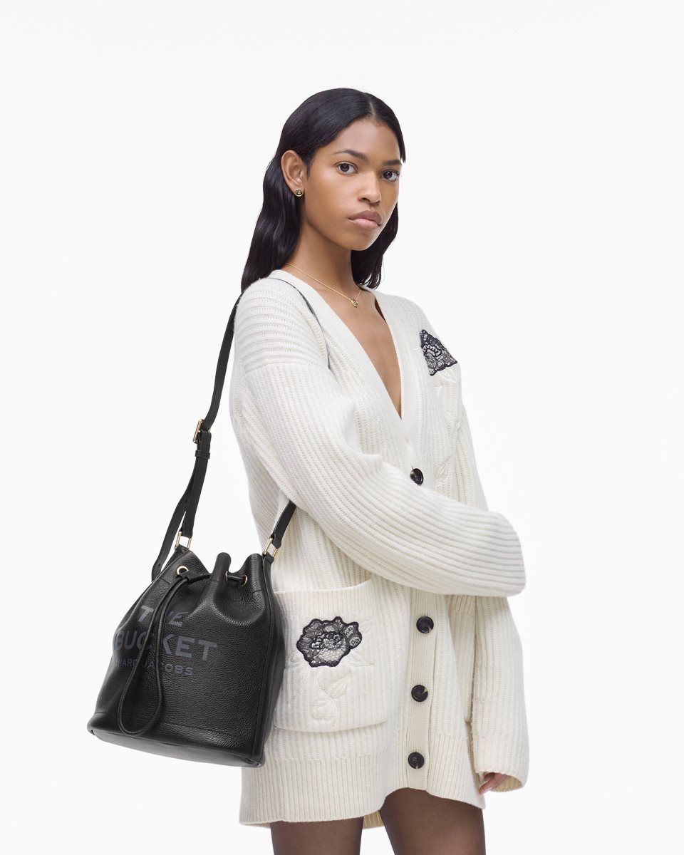 Sacs Seau Marc Jacobs The Leather Large Bucket Bag Femme Noir | 253LHAEJI
