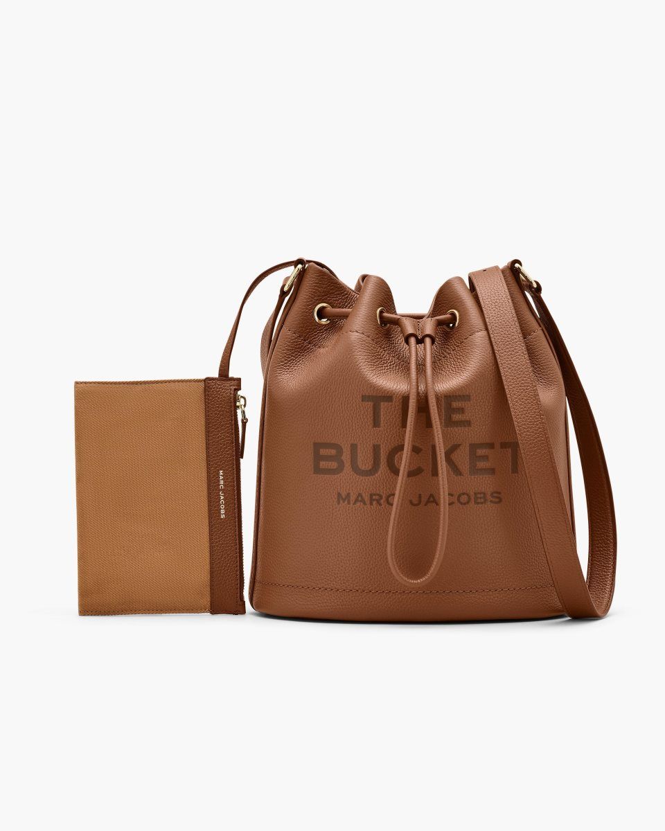 Sacs Seau Marc Jacobs The Leather Large Bucket Bag Femme Argan Oil | 921UDHQOR
