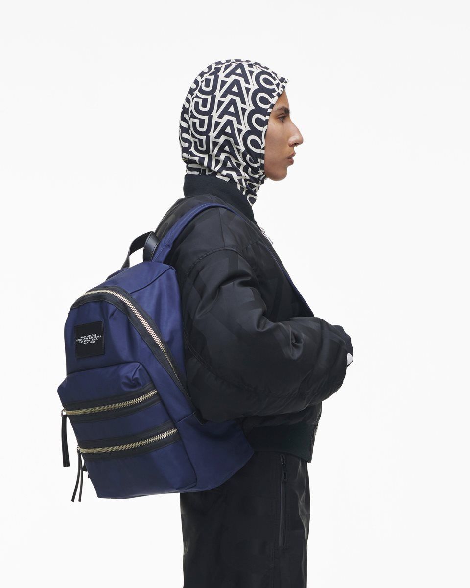 Sacs à Dos Marc Jacobs The Biker Nylon Large Backpack Femme Bleu | 165YOMHLZ