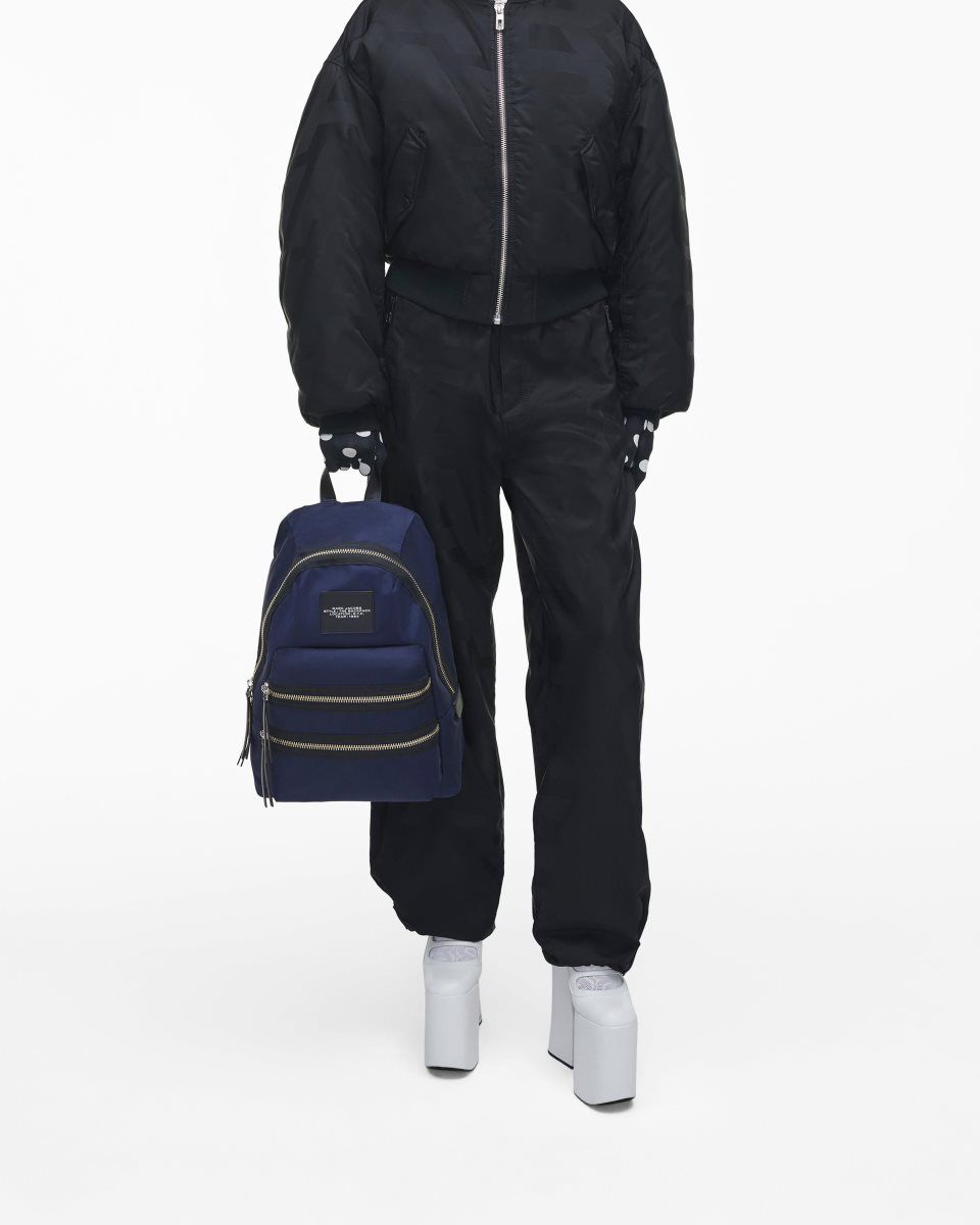 Sacs à Dos Marc Jacobs The Biker Nylon Large Backpack Femme Bleu | 165YOMHLZ