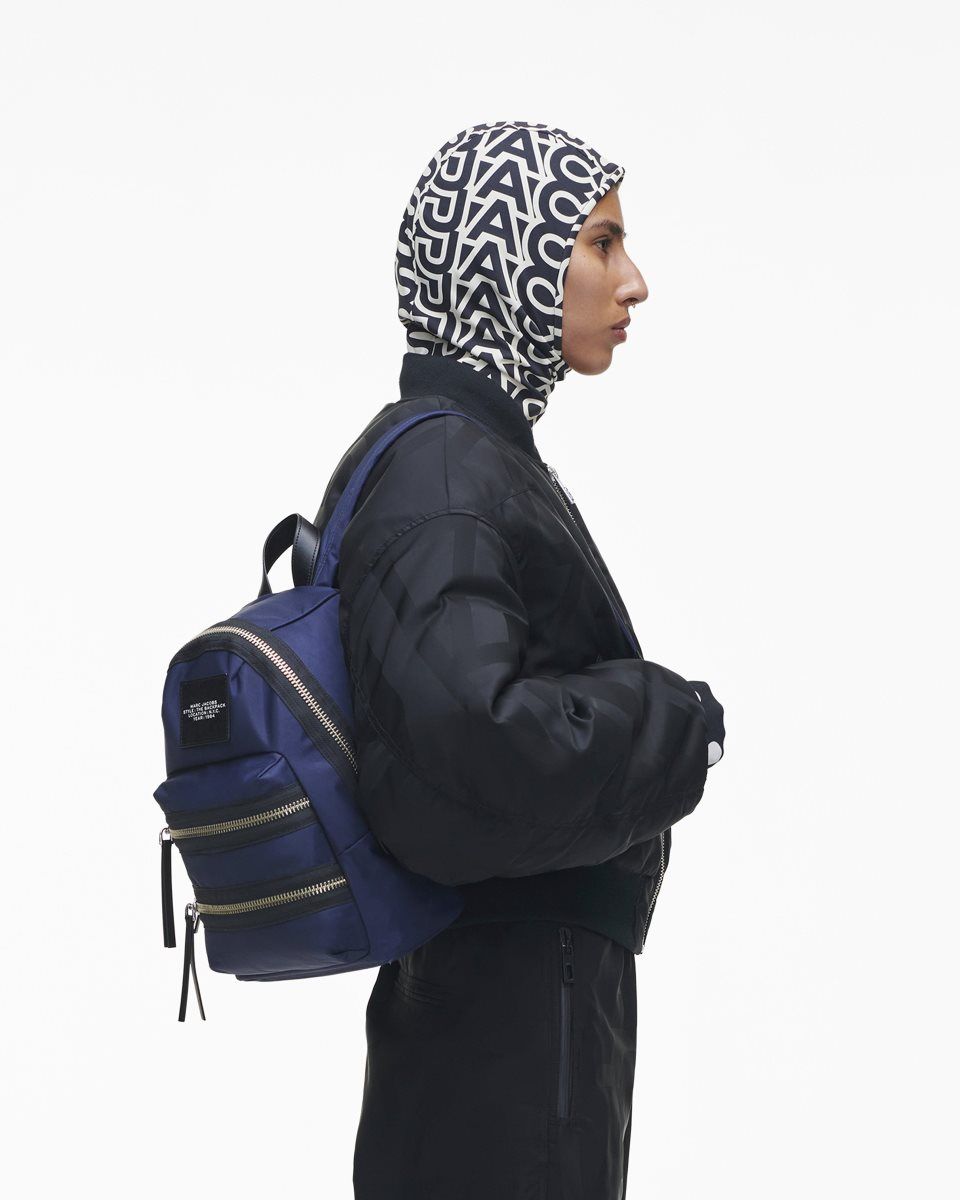 Sacs à Dos Marc Jacobs The Biker Nylon Medium Backpack Femme Bleu | 523YGXTAJ