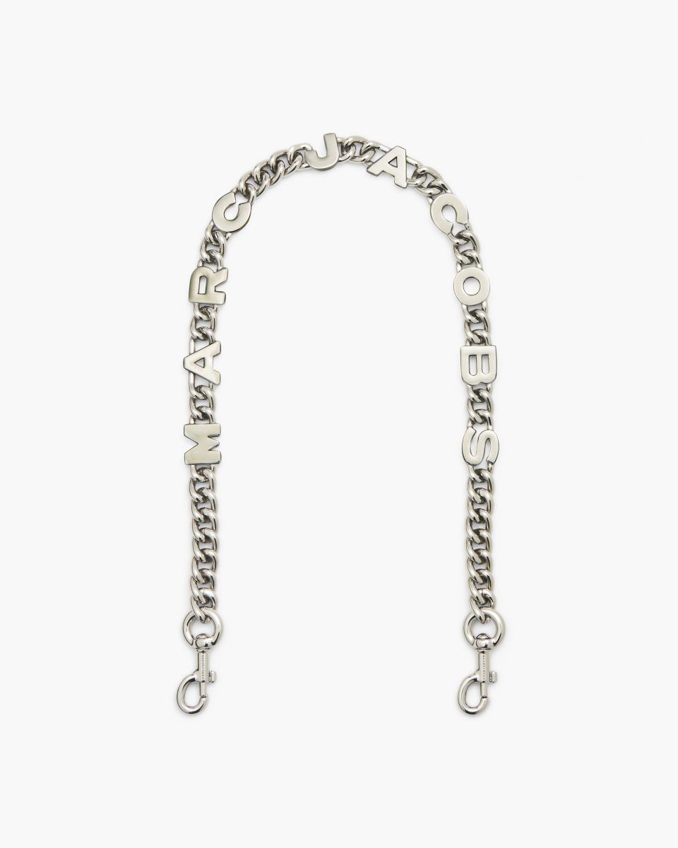 Sangle De Sac Marc Jacobs The Logo Chain Shoulder Strap Femme Nickel | 428KAUTEO