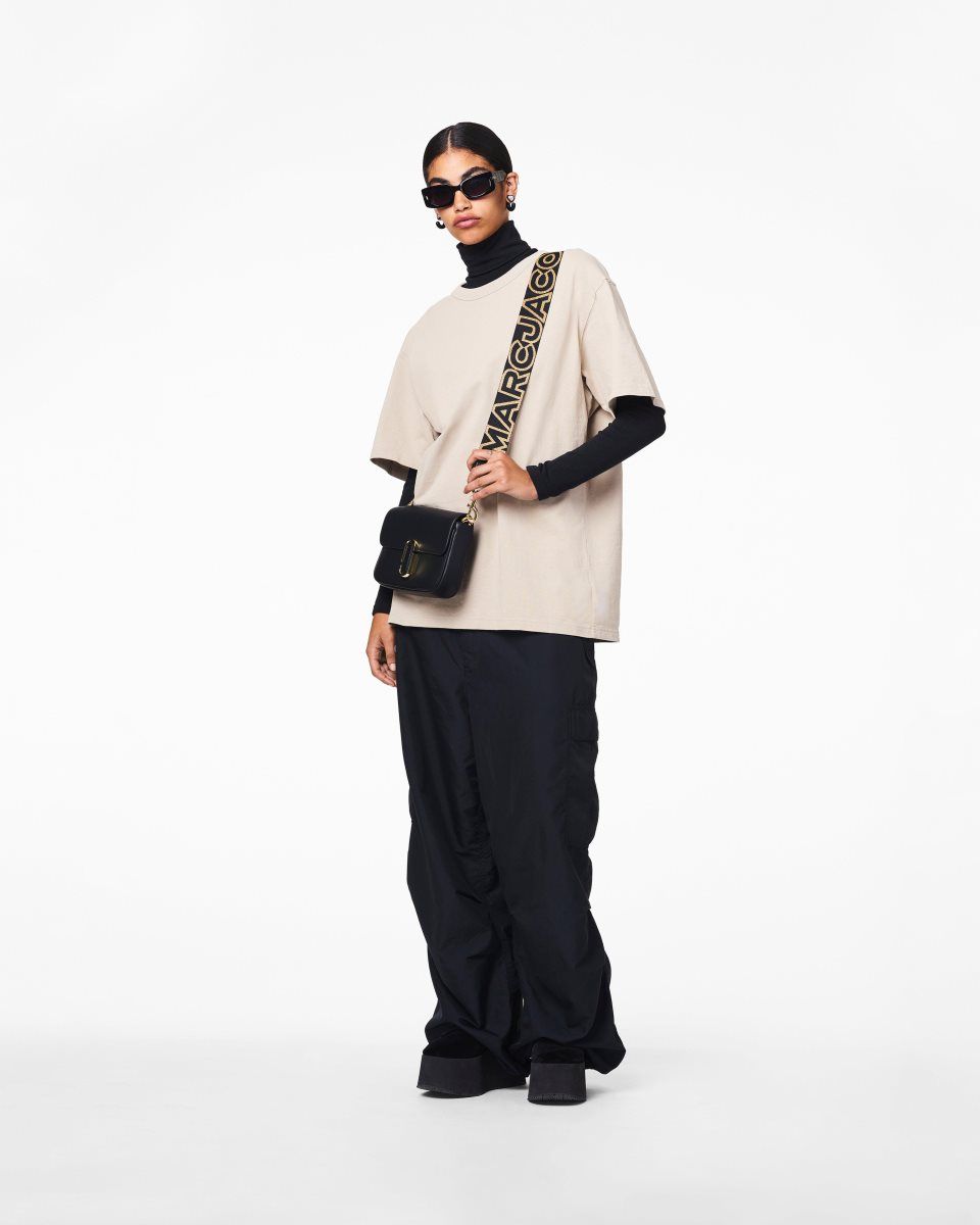 Sangle De Sac Marc Jacobs The Outline Logo Webbing Strap Femme Noir Doré | 748ZQNJKE