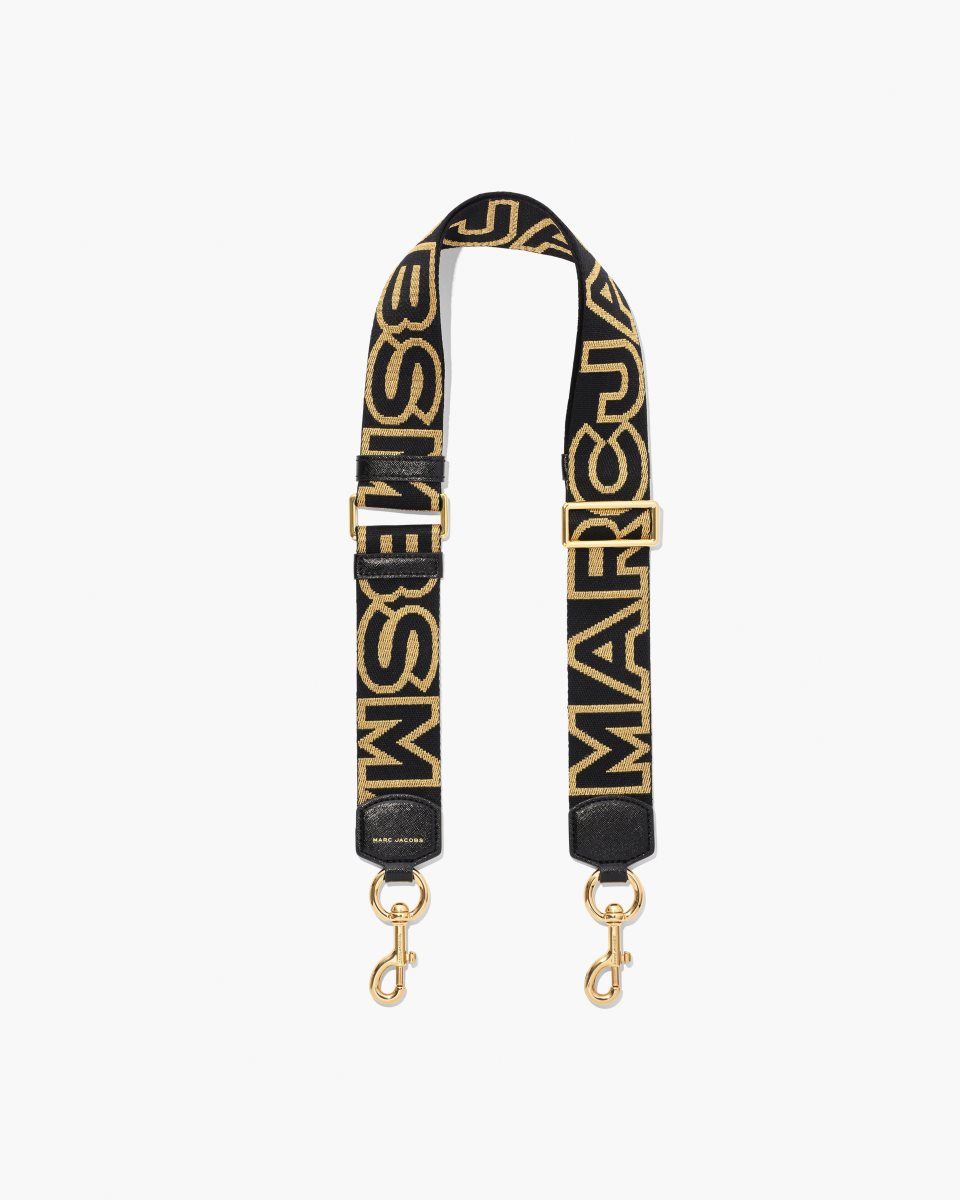 Sangle De Sac Marc Jacobs The Outline Logo Webbing Strap Femme Noir Doré | 748ZQNJKE