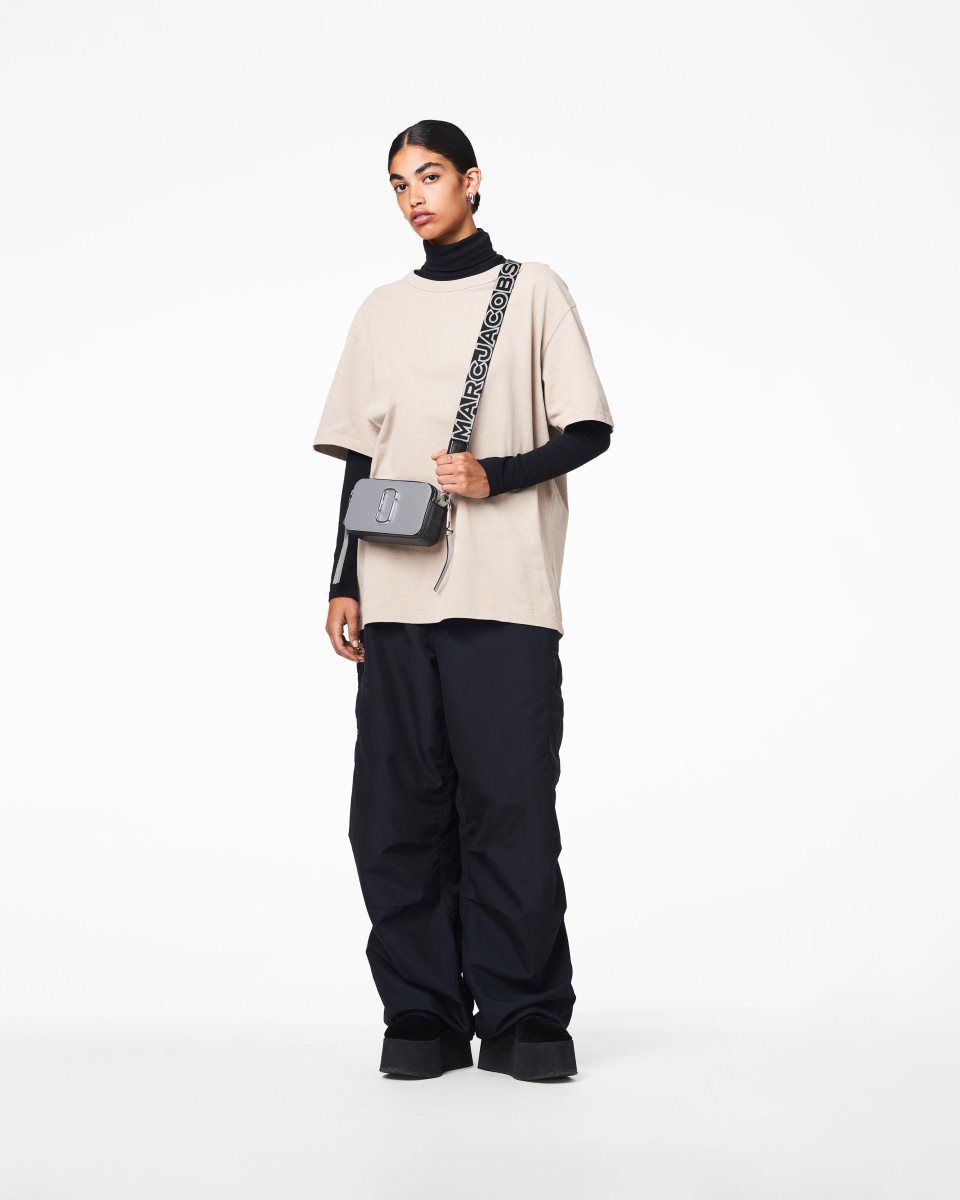 Sangle De Sac Marc Jacobs The Thin Outline Logo Webbing Strap Femme Noir Argent | 241KATXRN